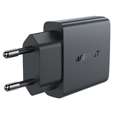 Acefast Încărcător Fără Cablu GaN cu Port USB-A și Port USB-C 30W Livrarea energiei / Quick Charge 2.0 / Quick Charge 3.0 / Quick Charge 4+ Negruς (A69)