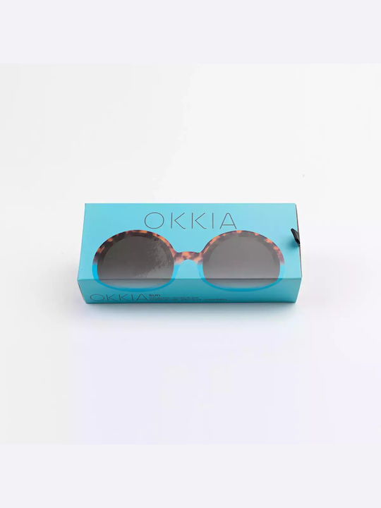Okkia Monica Women's Sunglasses with Brown Tartaruga Plastic Frame and Blue Gradient Lens OK014HB