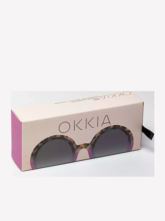 Okkia Monica Women's Sunglasses with Brown Tartaruga Plastic Frame and Pink Gradient Lens OK014HP