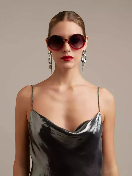 Okkia Monica Women's Sunglasses with Brown Tartaruga Plastic Frame and Pink Gradient Lens OK014HP