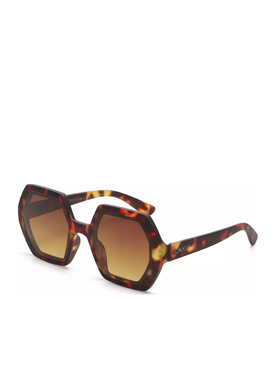 Okkia Emma Women's Sunglasses with Brown Tartaruga Plastic Frame and Brown Lens OK015CH