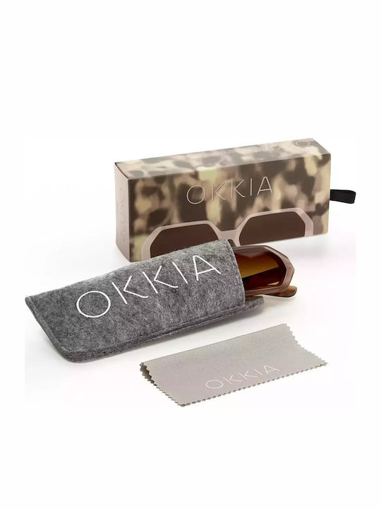 Okkia Andrea Women's Sunglasses with Brown Tartaruga Plastic Frame and Brown Lens OK022HP
