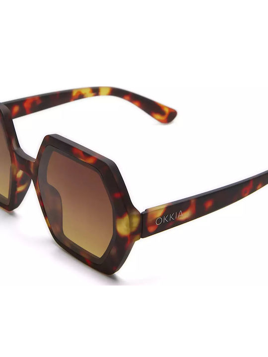Okkia Emma Women's Sunglasses with Brown Tartaruga Plastic Frame and Brown Lens OK015CH