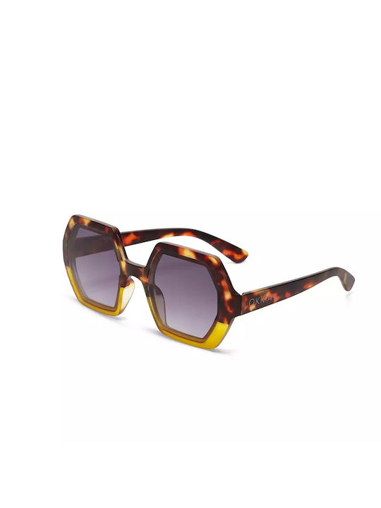 Okkia Women's Sunglasses with Brown Tartaruga Frame OK015HY