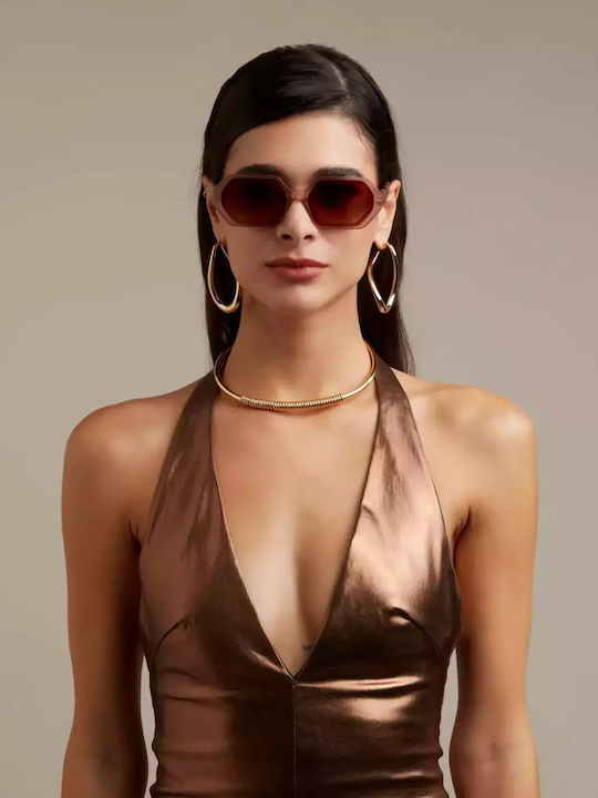 Okkia Andrea Women's Sunglasses with Brown Tartaruga Plastic Frame and Brown Lens OK022HP