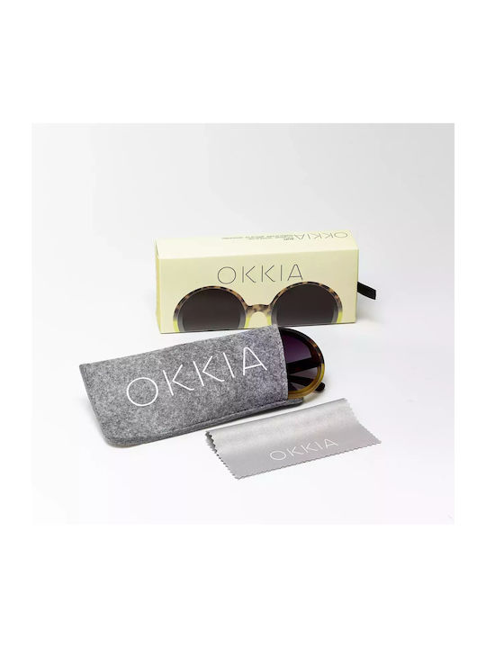 Okkia Monica Women's Sunglasses with Brown Tartaruga Plastic Frame and Purple Gradient Lens OK014HY