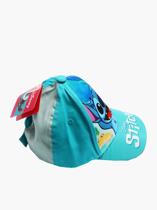 Disney Παιδικό Καπέλο Jockey Υφασμάτινο Stitch Τιρκουάζ