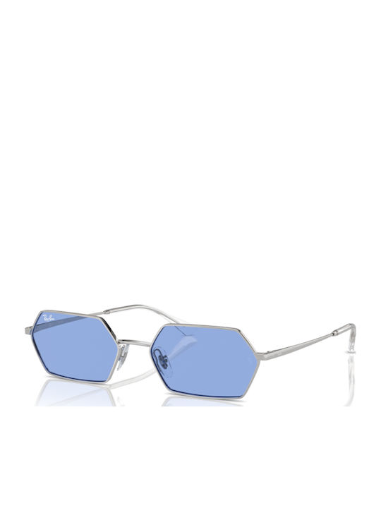 Ray Ban Unisex Sonnenbrille mit Silber Metall Gestell und Blau Linse RB3728 003/80