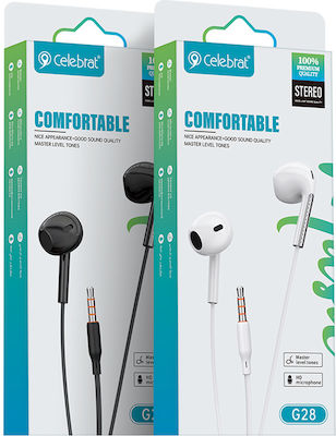 Celebrat G28 In-ear Handsfree Headphones with Connector 3.5mm White