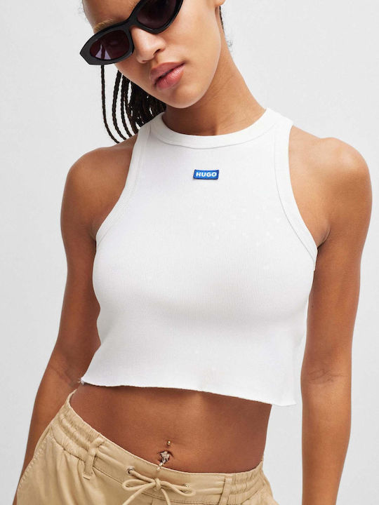 Women's Summer Crop Top Cotton Sleeveless with Halter Neck White