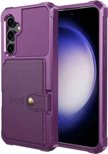 Happycase 3 In 1 - Silicone Case With Built-in Pu Wallet - Samsung Galaxy S23 Fe - Purple (8719246420788)