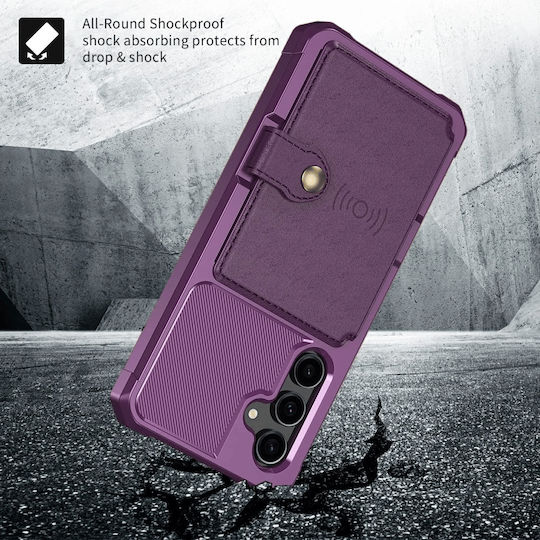 Happycase 3 In 1 - Silicone Case With Built-in Pu Wallet - Samsung Galaxy S23 Fe - Purple (8719246420788)