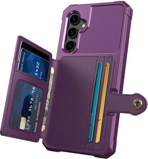 Happycase 3 In 1 - Silicone Case With Built-in Pu Wallet - Samsung Galaxy S23 Fe - Purple (8719246420788)