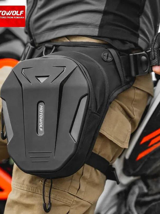 Geantă de picior/umăr pentru motocicletă Motowolf, extensibilă, carcasă dură, eliberare rapidă, neagră