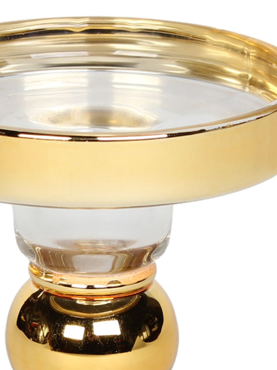 Glass Candle Holder Φ8.5x8.5 cm Gold - Keskor 06923