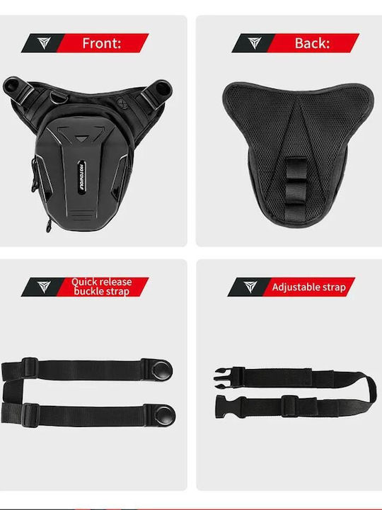 Motowolf Motorcycle Leg/shoulder Bag, Stretch, Hardshell, Quick Release, Black