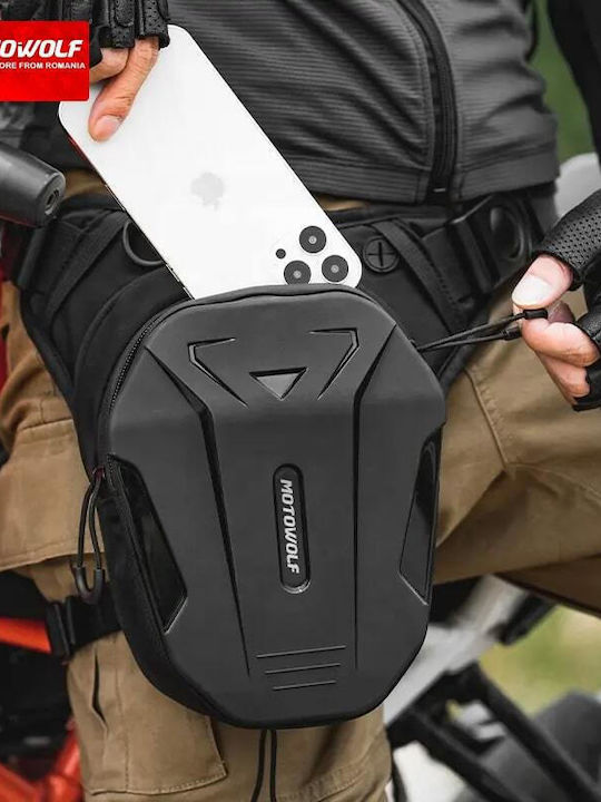 Motowolf Motorcycle Leg/shoulder Bag, Stretch, Hardshell, Quick Release, Black