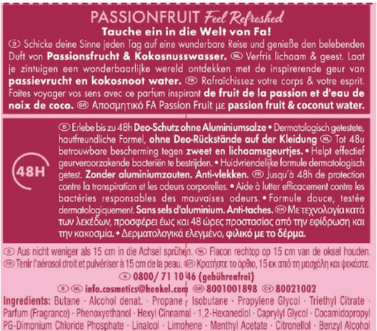 Fa Αποσμητικό Σώματος Σπρέι Passionfruit 150ml