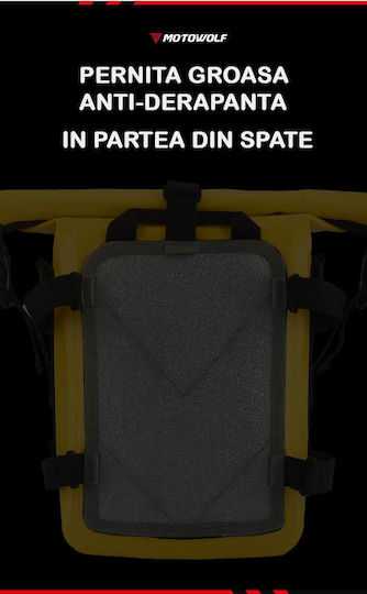 Geantă impermeabilă pentru motocicletă cu capacitate ajustabilă 5-8l, Motowolf, atașament cadru motocicletă, universal, material Plato 500d, galben