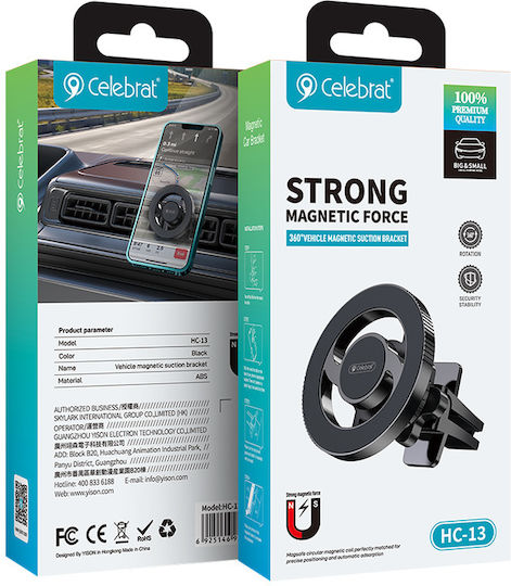 Celebrat Suport Auto pentru Telefon cu magnet Neagră