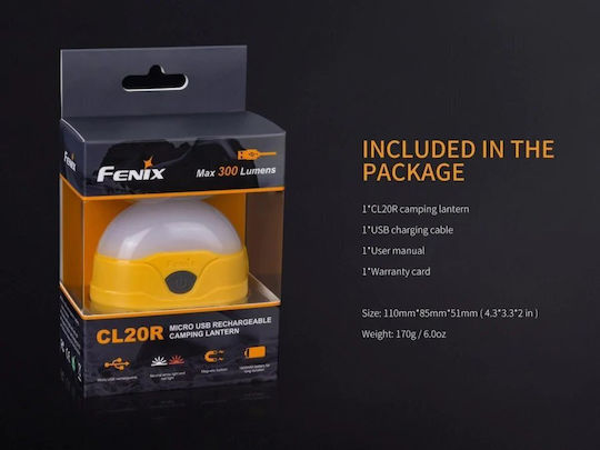 Fenix Λάμπα Led Μπαταρίας για Camping με Φακό 300lm Πορτοκαλί