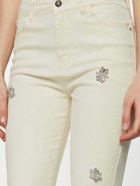 Vanilla Jeans with Rhinestone Flowers