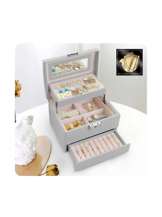 Go Clever Jewellery Box with Mirror 17.5x13.7x12.3cm