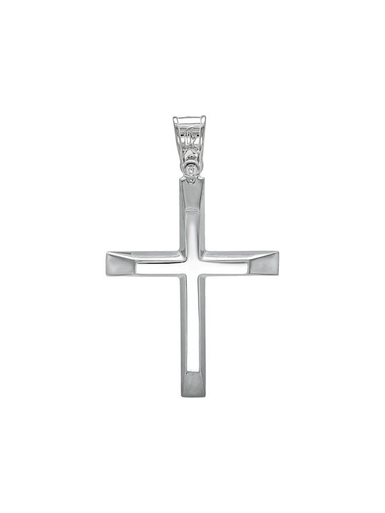 Baptismal Cross Male in White Gold 14 Carat St3498