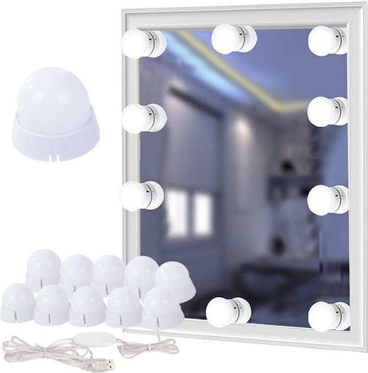 USB Vanity Mirror LED Light Warm White 1.6W 500cm