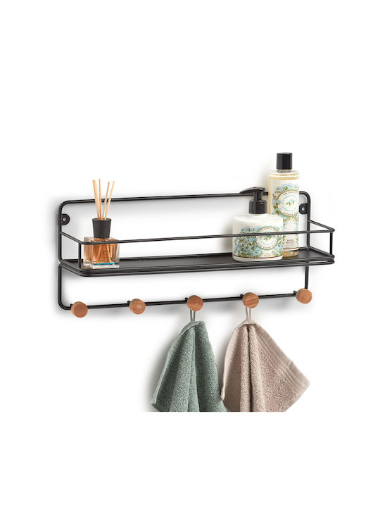 Zeller-wood Steel Hanger, Metal/bamboo, 45x11.8x18 Cm, Black