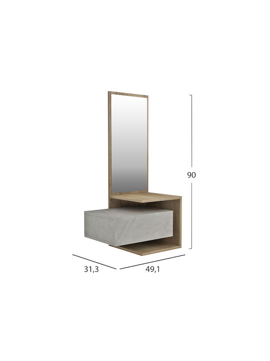 Entrance table with mirror Fb98984.12 Melamine natural grey stone 49,1x31,3x90y