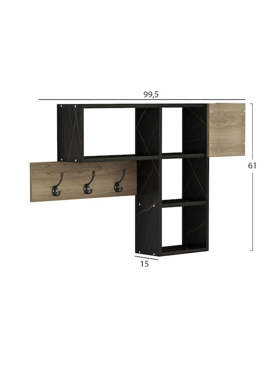 Entrance pendant with shelves Fb98973.13 Melamine In Natural-black Marble 99,5x15x61cm