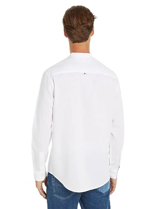 Tommy Jeans Shirt Linen Mao Blend Ss White Dm0dm18964-ybr