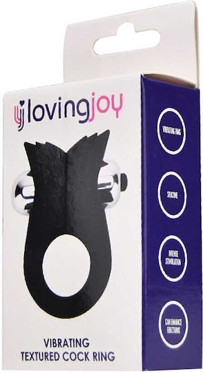 Silicone Vibrating Textured Cock Ring Black Loving Joy