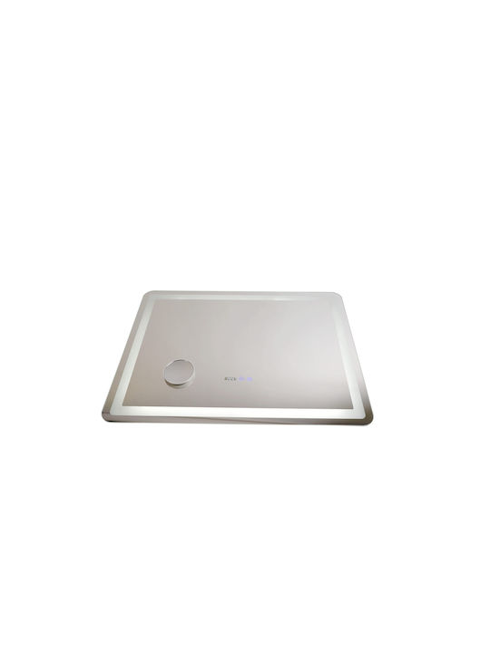 Lightex Mărire Oglindă de Baie Dreptunghiulară Lumini LED Atingere 80x60cm Transparent