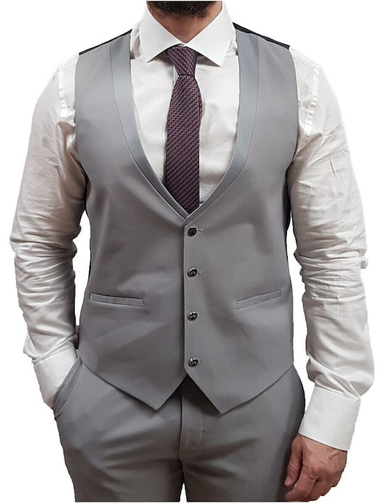 19v69 Versace - 07.31.adriano - Grey - Slim Fit Suit - Gray Melange