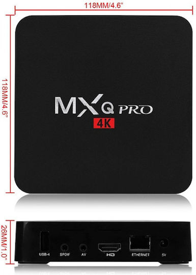 TV Box MXQ Pro 4K 4K UHD with WiFi USB 2.0 1GB RAM and 8GB Storage Space with Operating System Android 5.1