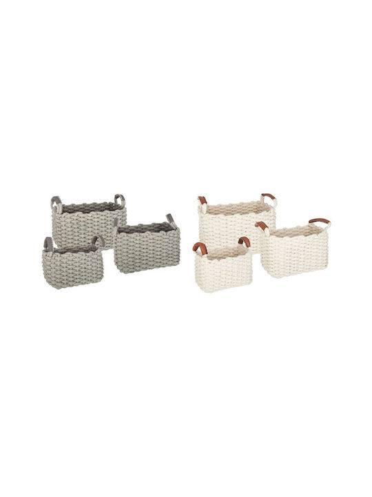 Marva Set of 3 pcs Woven Rectangular Basket White Fabric .157029j-1