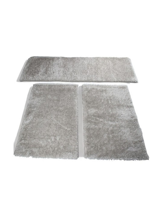 Der große Basar Shaggy Pelz Schlafzimmer Teppich Set 3pcs Grau Licht (tmp-2819)