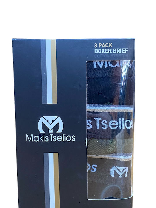 Makis Tselios Ανδρικά Boxer 3 Τεμάχια Διαφορά Χρώματα Ελαστικά