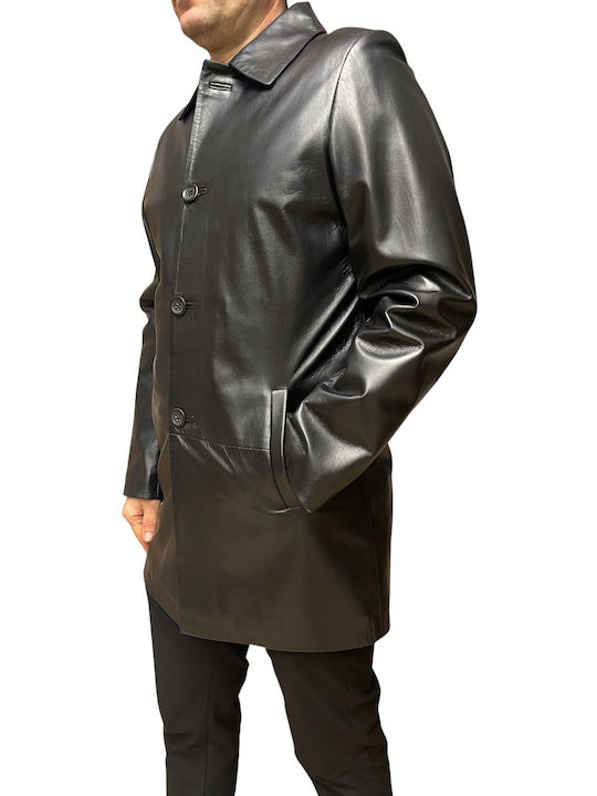 2001b Men's Leather Coat Black