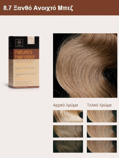 Apivita Nature's Hair Color Βαφή Μαλλιών Χωρίς Αμμωνία 8.7 Ξανθό Ανοιχτο Μπεζ 50ml