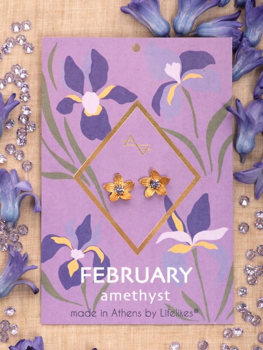 Birthstones February brass jewellery set with amethyst stone
