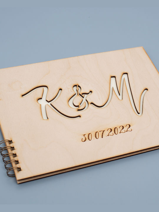 Lifelikes Wedding Wish Book with Wooden Monograms