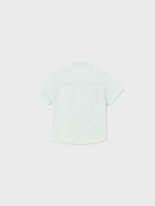 Mayoral Short Sleeve Mao Linen Shirt for Boys Green