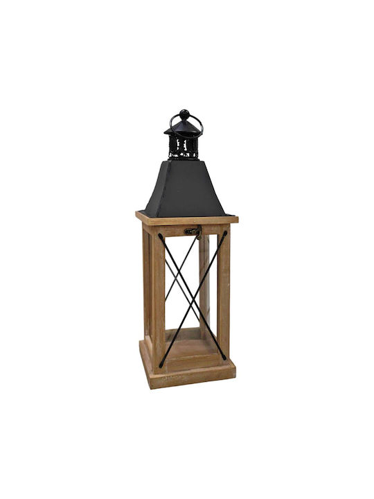 Wooden Lanterns Set of 3 Pieces 30x30x84cm, 22x22x62.5cm, 14x14x42cm with Black Metal Roof Ankor 831746