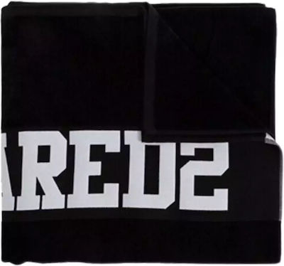 Dsquared2 Logo Black Cotton Beach Towel