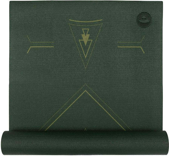 Bodhi Yoga Mat Leela With "yantralign" line - Forest Green 183 X 60 Cm, 4.5 Mm Weight: 1,4 Kg