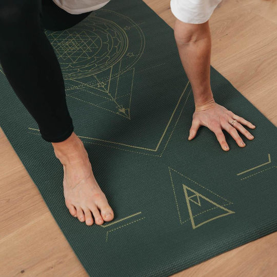 Bodhi Yoga Mat Leela With "yantralign" line - Forest Green 183 X 60 Cm, 4.5 Mm Weight: 1,4 Kg