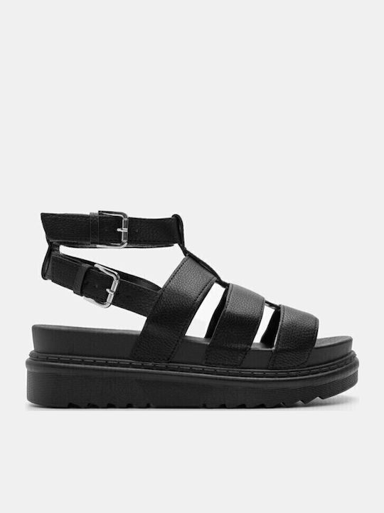 Gladiator-Plattformen mit Doppel-Schnallen 4110901-schwarz